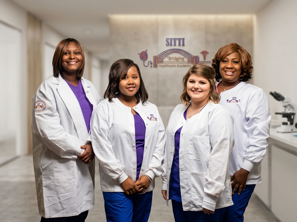 Diverse healthcare students learning online